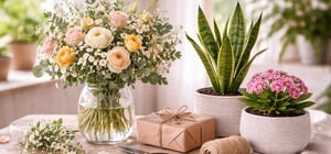 Живые цветы плюс комнатное растение: новый формат романтического подарка в Киеве